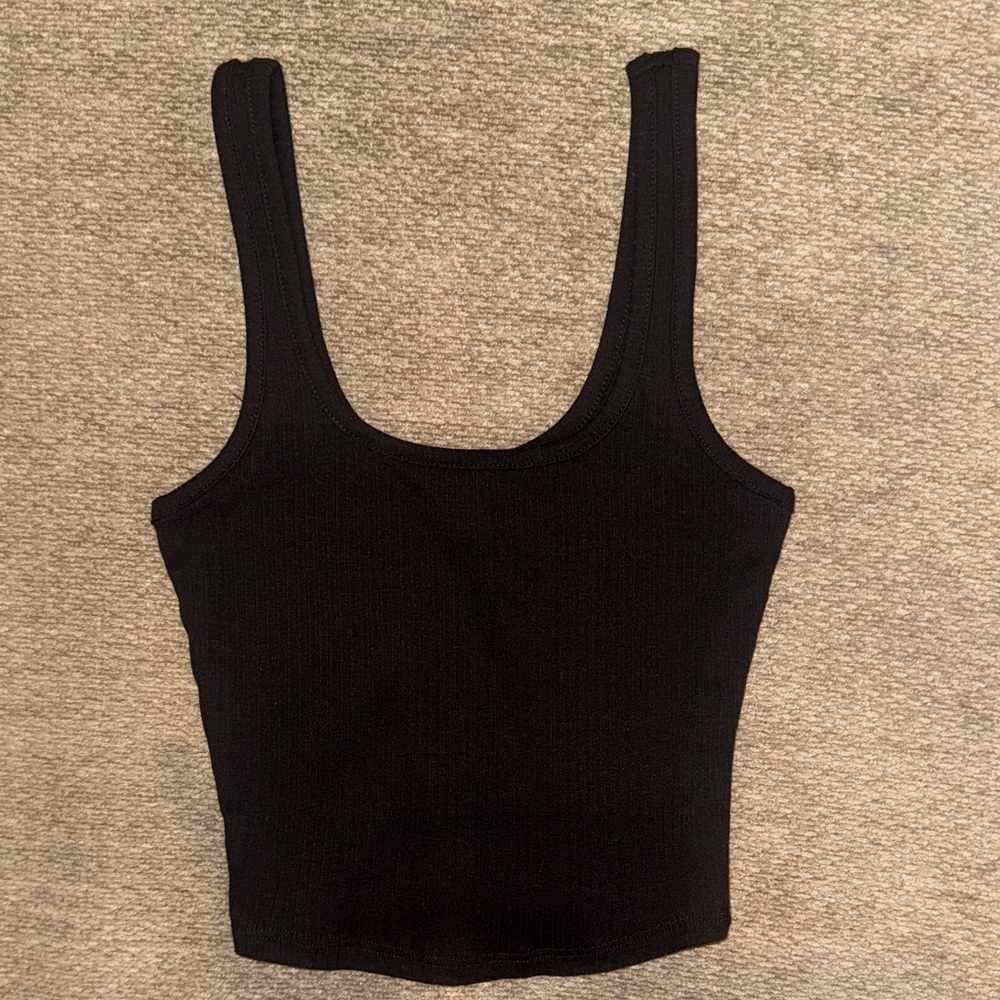 Tilly's Black Ribbed Scoop Tank Top
